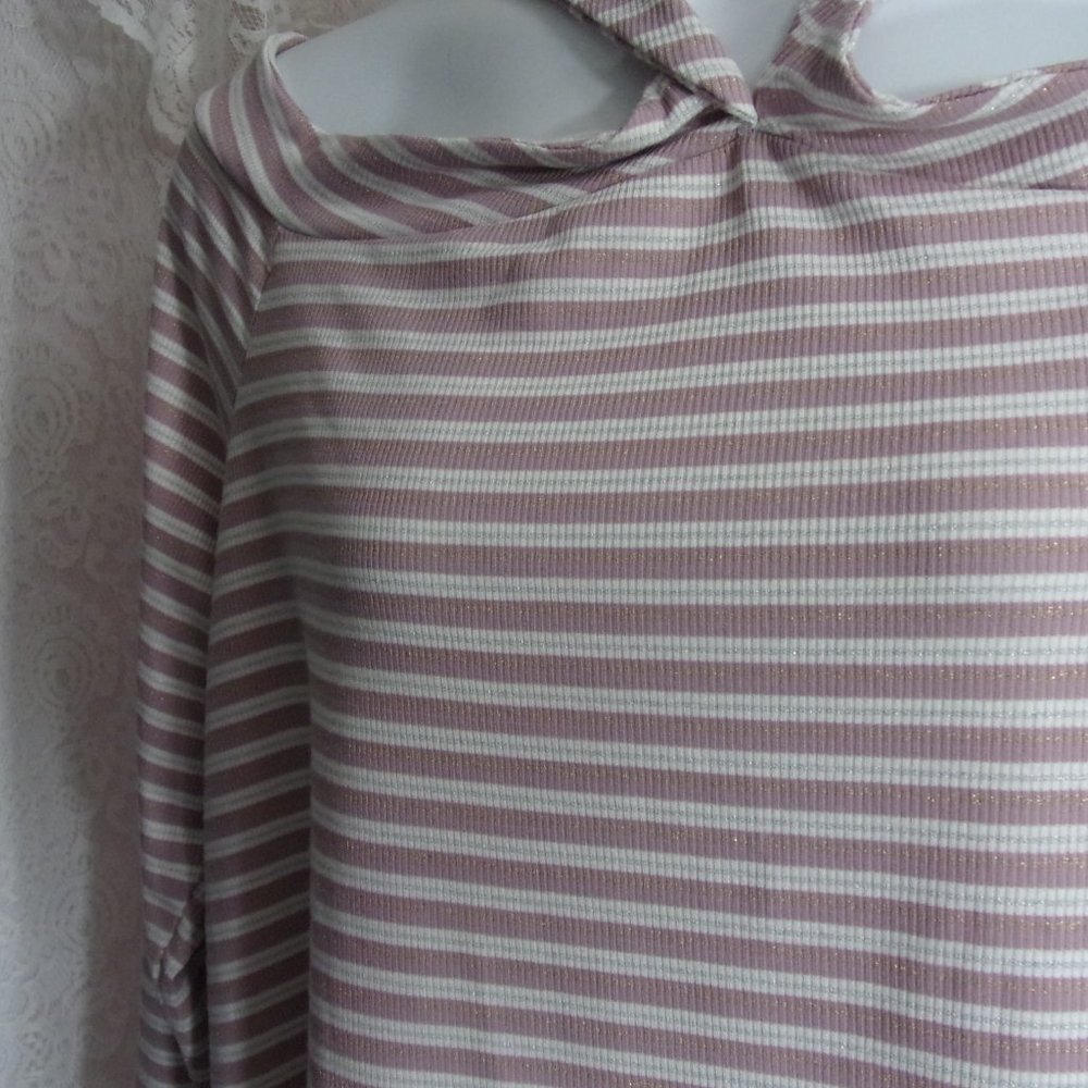 Pale Blush Striped Top Plus NWT - Picture 2 of 2